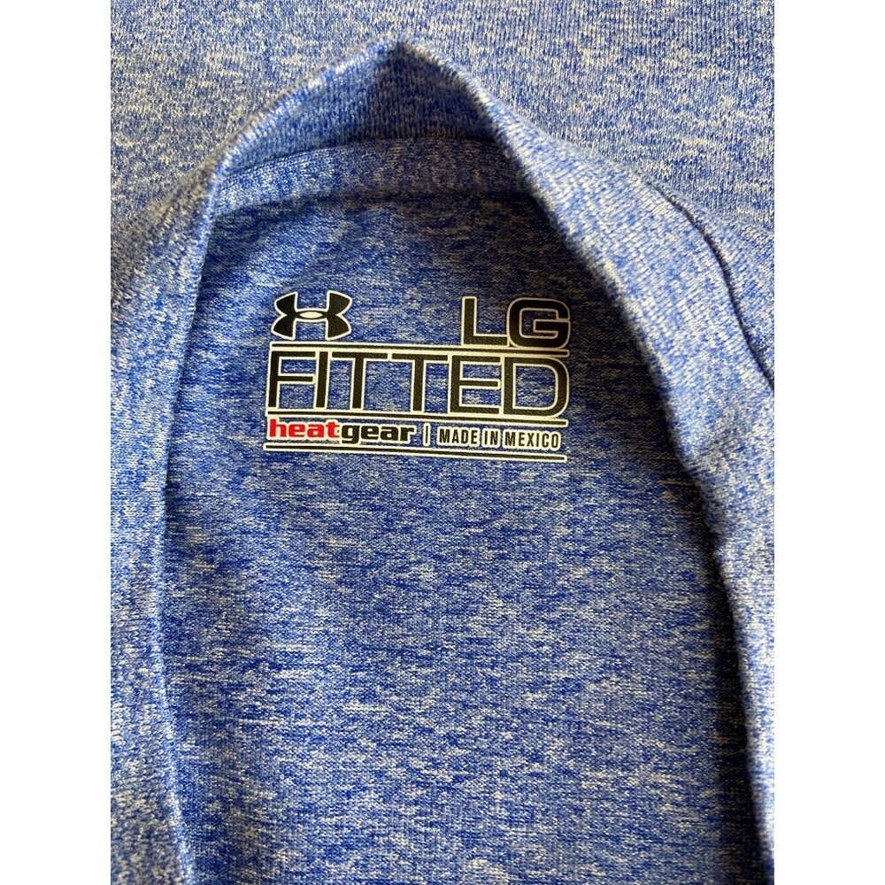 Under Armour HeatGear Fitted Sleeveless Tank Top Blue LG Athletisure Gym - Picture 4 of 9
